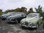 1967 Daimler 2.5, 1967 Jaguar Mark 2 and modern Jaguar S-Type at a wedding in May 2011