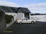 1965 Old English White Jaguar Mark 2 at a wedding on 31 March 2012